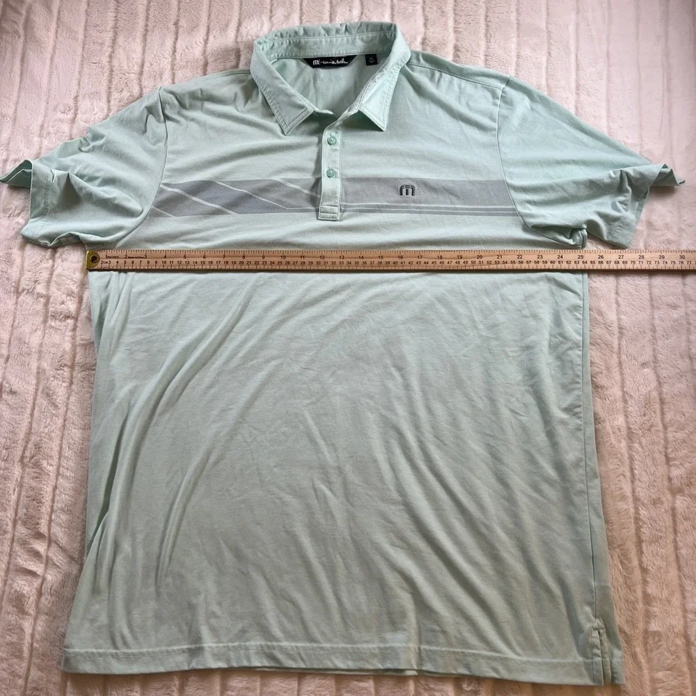Travis Mathew Shirt Men's XXL‎ Blue Green Short Sleeve Golf Polo